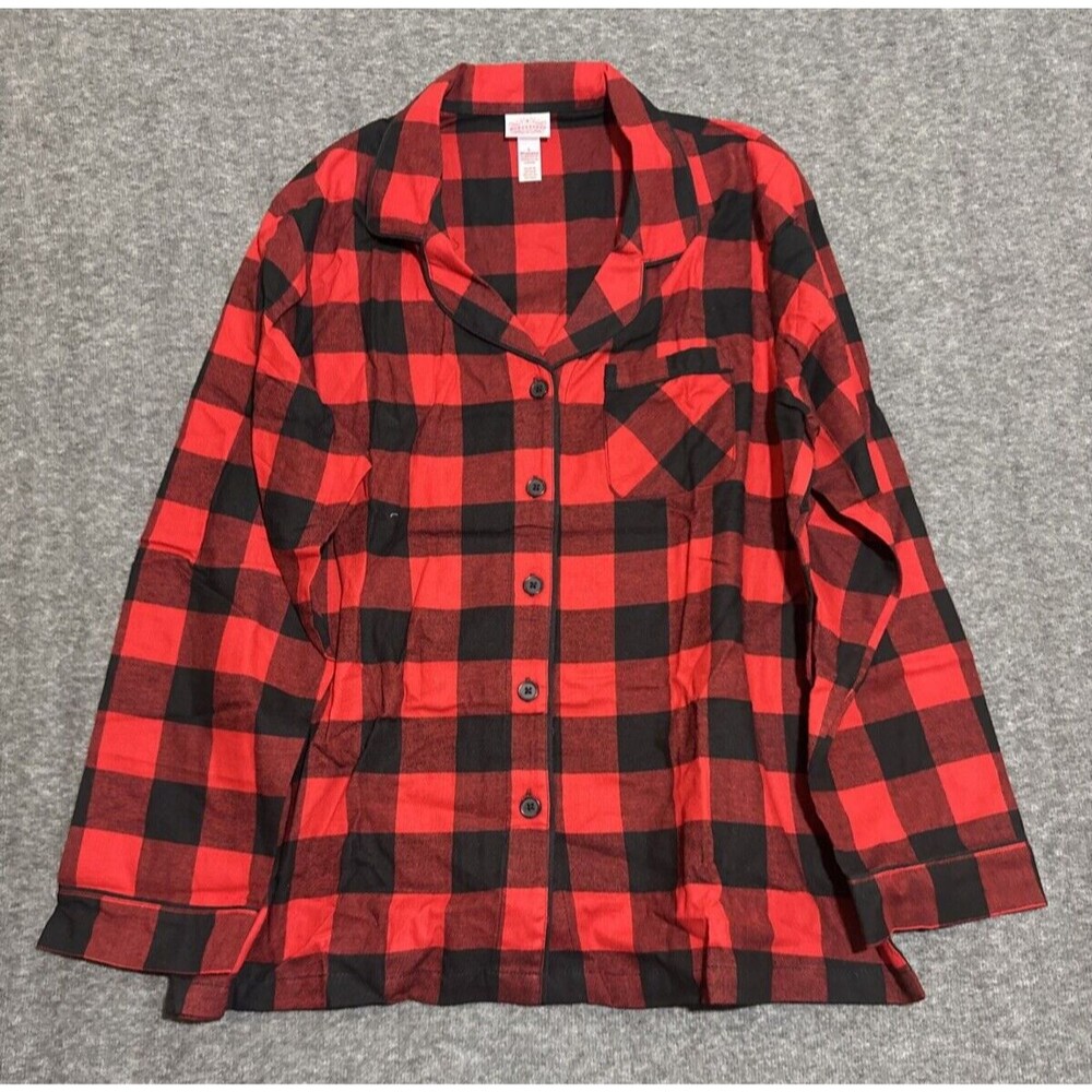 Stars Above Target Women’s Sleepwear Top Blouse Long Sleeve Plaid Red Large